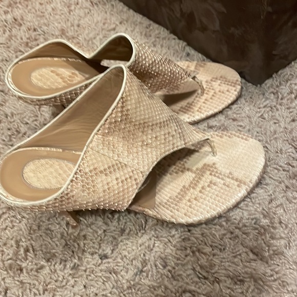 Devi Kroell Snakeskin Beige Sandals Size 6.5 - Picture 2 of 7